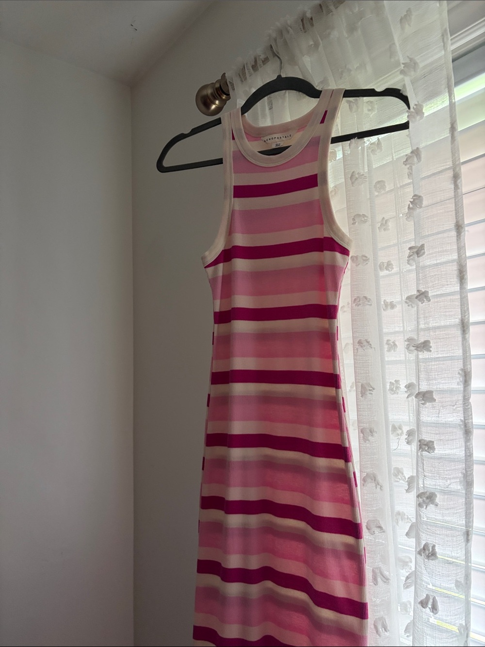 Women’s Pink Striped Midi Sun Dress Aeropostale